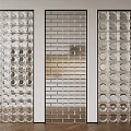 Decorative Modern Glass Room Dividers With Circular Patterns And Brick Texture Design