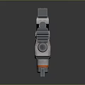 Futuristic Sci-Fi Gun Weapon Featuring Metal Construction And Orange Blue Accents Design