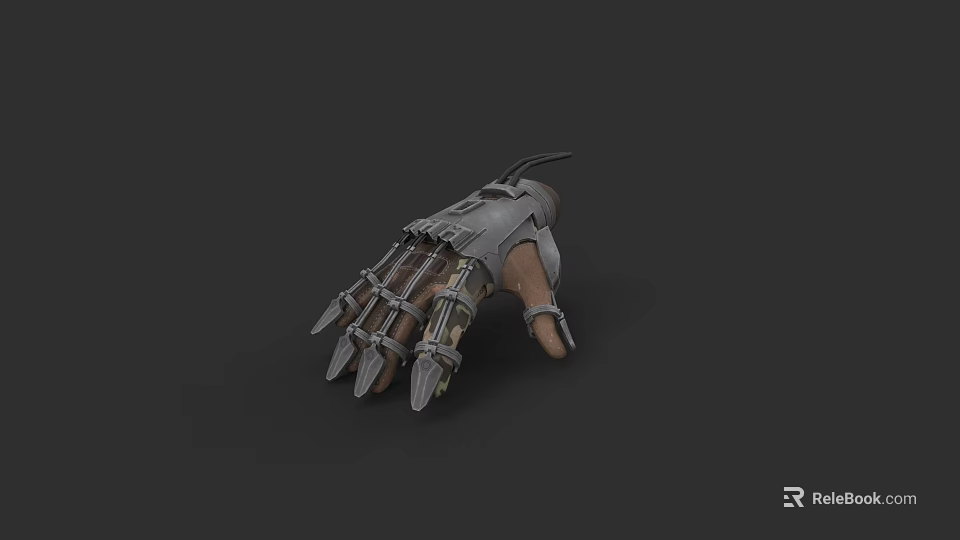 Futuristic Mechanical Glove Weapon With Sharp Metal Claws And Tactical Design 3d model 