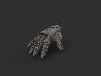 Futuristic Mechanical Glove Weapon With Sharp Metal Claws And Tactical Design 3d model
