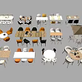 Assorted Modern Table And Chair Sets For Home Interior Design 3d model