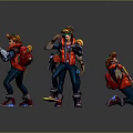 Colorful Outfitted Characters With Backpacks And Gadgets In Action Poses