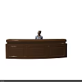 Elegant Modern Wooden Curved Reception Desk With Illuminated Panels And Receptionist