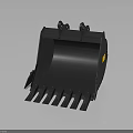 Black Construction Machinery Bucket with Serrated Edge and Connecting Brackets