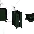 Dark Green Luggage Set With Various Sizes Telescopic Handles And Wheels