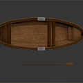 Traditional Handcrafted Wooden Boat With Open Deck And Paddle For Recreational Water Activities