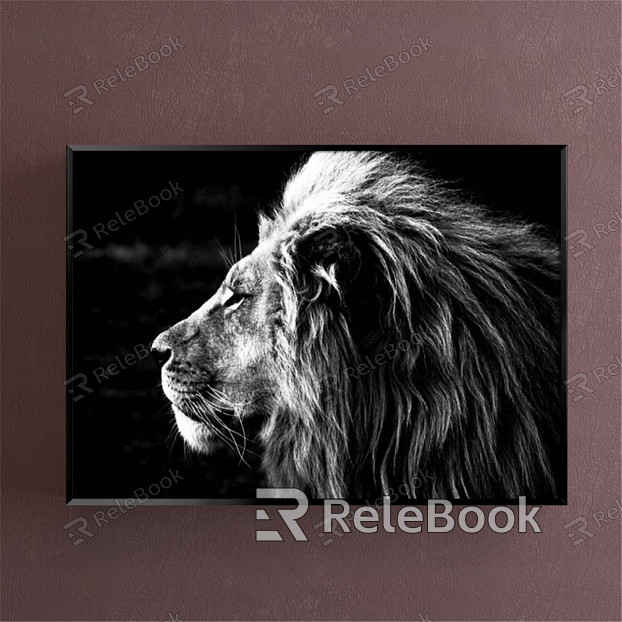 Modern Animal Painting Simple Black and White Study Animal Lion Decorative Painting model