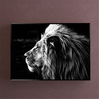 Modern Animal Painting Simple Black and White Study Animal Lion Decorative Painting 3d model