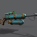 Decorative Green And Gold Weapon With Sniper Scope Arrow And Mechanical Design