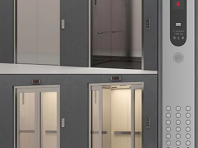 Modern Public Facility Elevator Design With Glass Doors And Control Panel 3d model