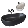 Modern Black And Beige Oval Countertop Washbasin With Faucet Design