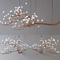 Unique Shaped Chandelier Featuring Branch Like Structure White Spherical Bulbs And Copper Branches 3d model