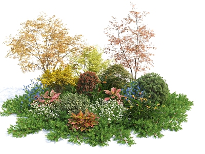 Modern plants Autumn landscape trees 3d model