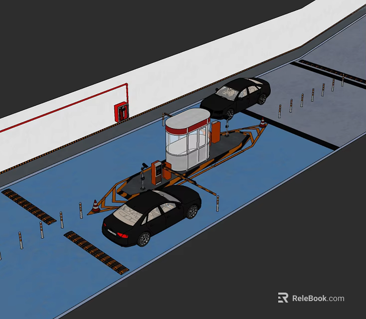 Public Parking Facility With Toll Booth And Automated Car Parking System 3d model 