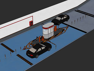 Public Parking Facility With Toll Booth And Automated Car Parking System 3d model