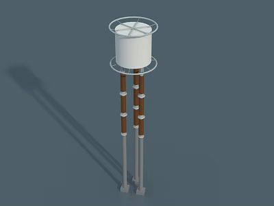 Industrial Equipment With White Cylindrical Top Metal Frame And Brown Silver Insulator Pillars 3d model