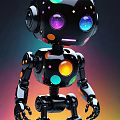 Robot Cyberpunk Robot Children's Area Art Device Shopping Mall Online Red Interactive Device Online Red Punching Robot 3d model