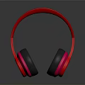 Red Over Ear Headphones With Glowing Lights And Reflective Surface