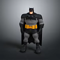 Batman Toy Figure With 3D Design Gray Black Costume And Yellow Belt Standing Pose