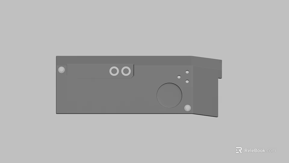 Gray Mechanical Component Panel With Circular Holes And Screw Openings 3d model 