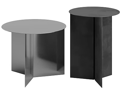 Modern Round Dining Tables With Unique Geometric Metal Bases Set Of Two 3d model
