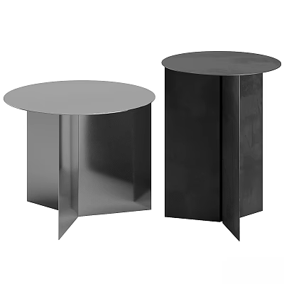 Modern Round Dining Tables With Unique Geometric Metal Bases Set Of Two 3d model