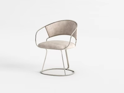 Modern Accent Chair With Silver Metal Frame Light Gray Upholstered Cushion And Curved Backrest 3d model
