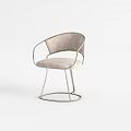 Modern Accent Chair With Silver Metal Frame Light Gray Upholstered Cushion And Curved Backrest