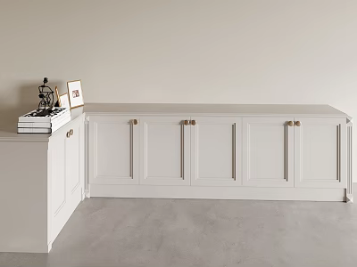 Modern White Entryway Cabinet And Sideboard With Metal Handles For Storage 3d model