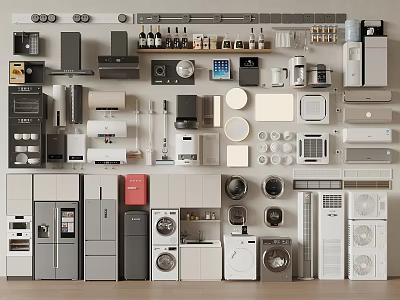 Smart Machines Display Various Home Appliances For Modern Household Settings 3d model