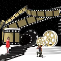 Movie Themed Photo Spot With Film Reel Camera And Clapperboard Decor