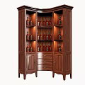 Wooden Wine Cabinet With Glass Doors Storage Shelves Bottles Display And Drawers