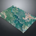 Modern Satellite Terrain Map Showing Green Vegetation River And Diverse Regions