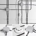 Electrical Wiring System With Switches Sockets And Installation Components On White Wall