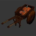 Wooden Cart Filled With Vibrant Orange Pumpkins For Autumn Decoration
