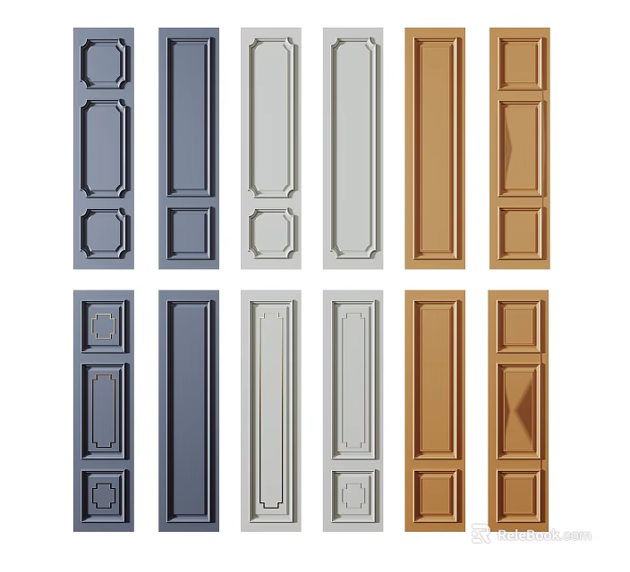 Various Stylish Wall Paneling Designs With Different Colors And Wood Textures 3d model 