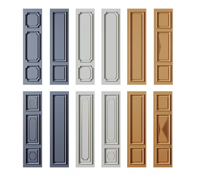 Various Stylish Wall Paneling Designs With Different Colors And Wood Textures 3d model