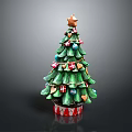 Green Christmas Tree Shaped Decorative Household Item With Star Top And Colorful Ornaments