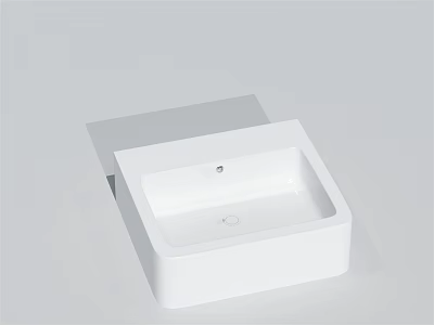 White Square Countertop Wash Basin With Smooth Surface And Modern Design 3d model