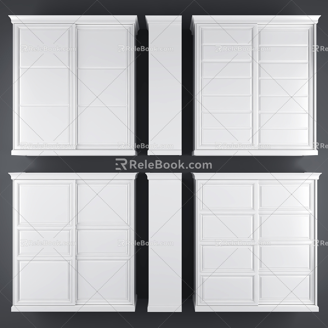 European-style simple wardrobe sliding door wardrobe 3d model