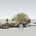 Scenic Park Landscape Design With Playground Structures Water Features Trees Circular Seating And Winding Paths 3d model