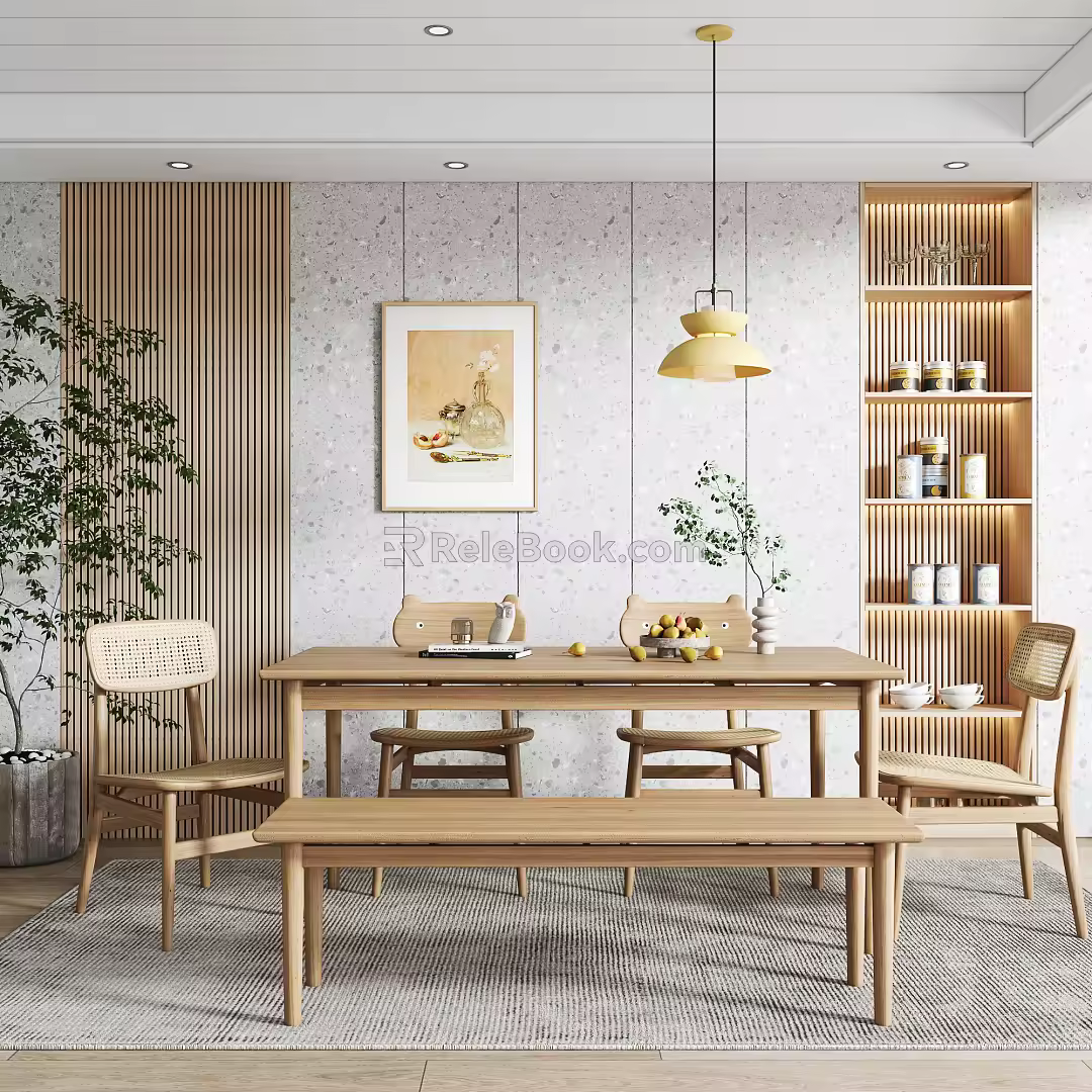 Nordic Dining Table and Chair Combination 3d model