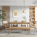 Nordic Dining Table and Chair Combination 3d model
