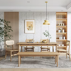 Nordic Dining Table and Chair Combination 3d model