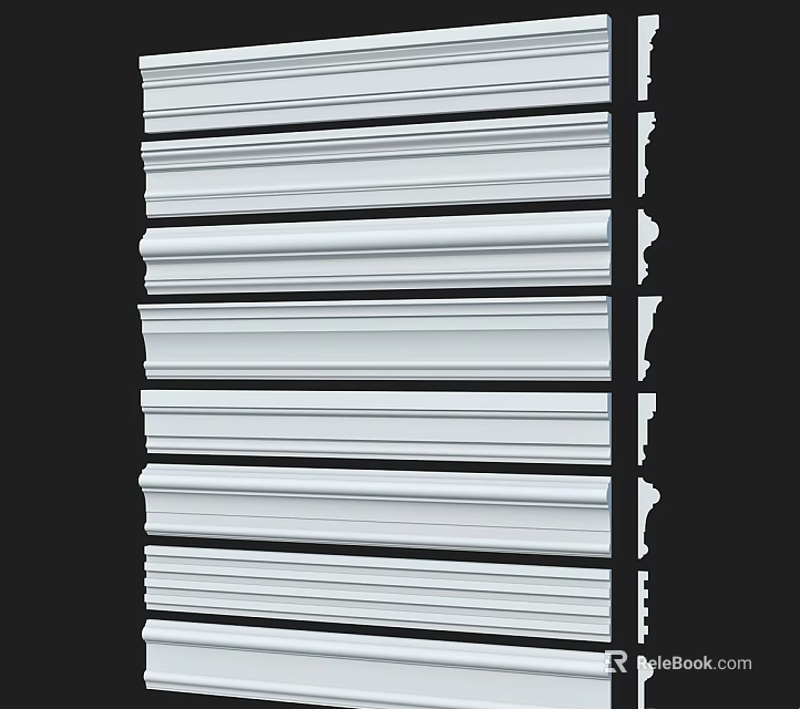 White Layered Corner Trim with Horizontal Lines for Interior Decoration 3d model 