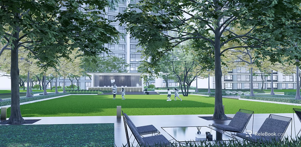 Modern Pergola Design In Outdoor Garden With Green Lawn And Trees 3d model 