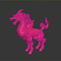 Pink Qilin Mythical Character 3D Model With Ornate Design And Vibrant Color