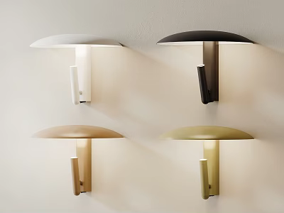 Modern Wall Lamps in White Black Brown and Gold on Light Colored Wall 3d model