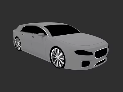 Gray Sedan Car With Sleek Body Design And Large Alloy Wheels 3d model