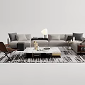 Light Luxury Sofa Coffee Table Combination 3d model